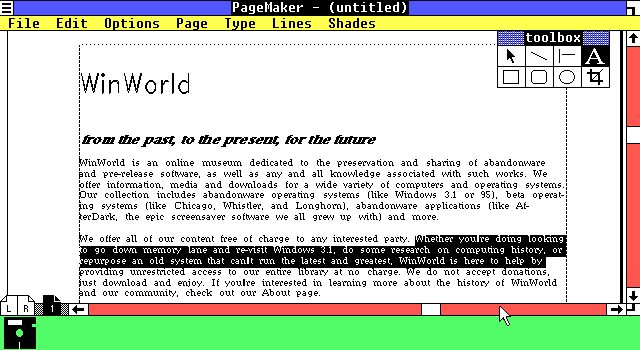 Aldus Pagemaker 1.00a - Edit